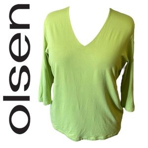 Olsen Spring Green V-Neck Jersey Shirt